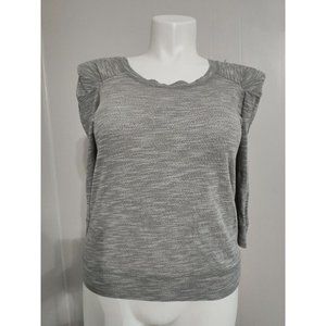 free People Women's Round Neck Long Sleeve Stitch Shoulder Gray Size M
